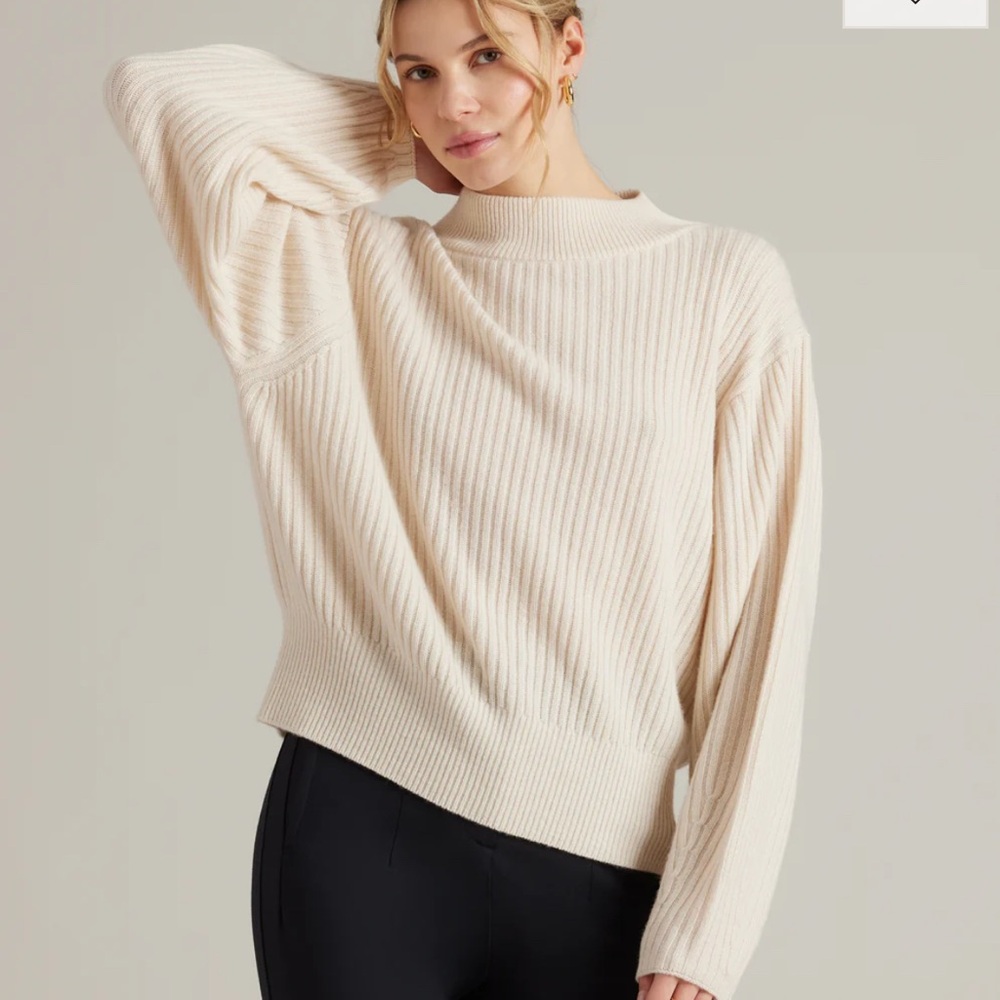 RHONE Cashmere Blend Cream Ribbed Sweater
